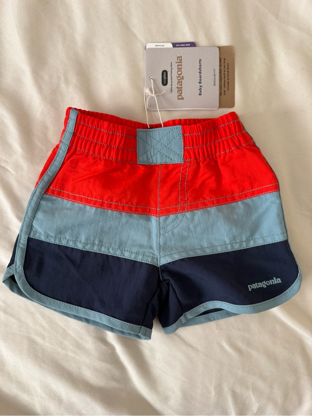 NWT Patagonia Baby Boardshorts in Paintbrush Red // 6-12 months